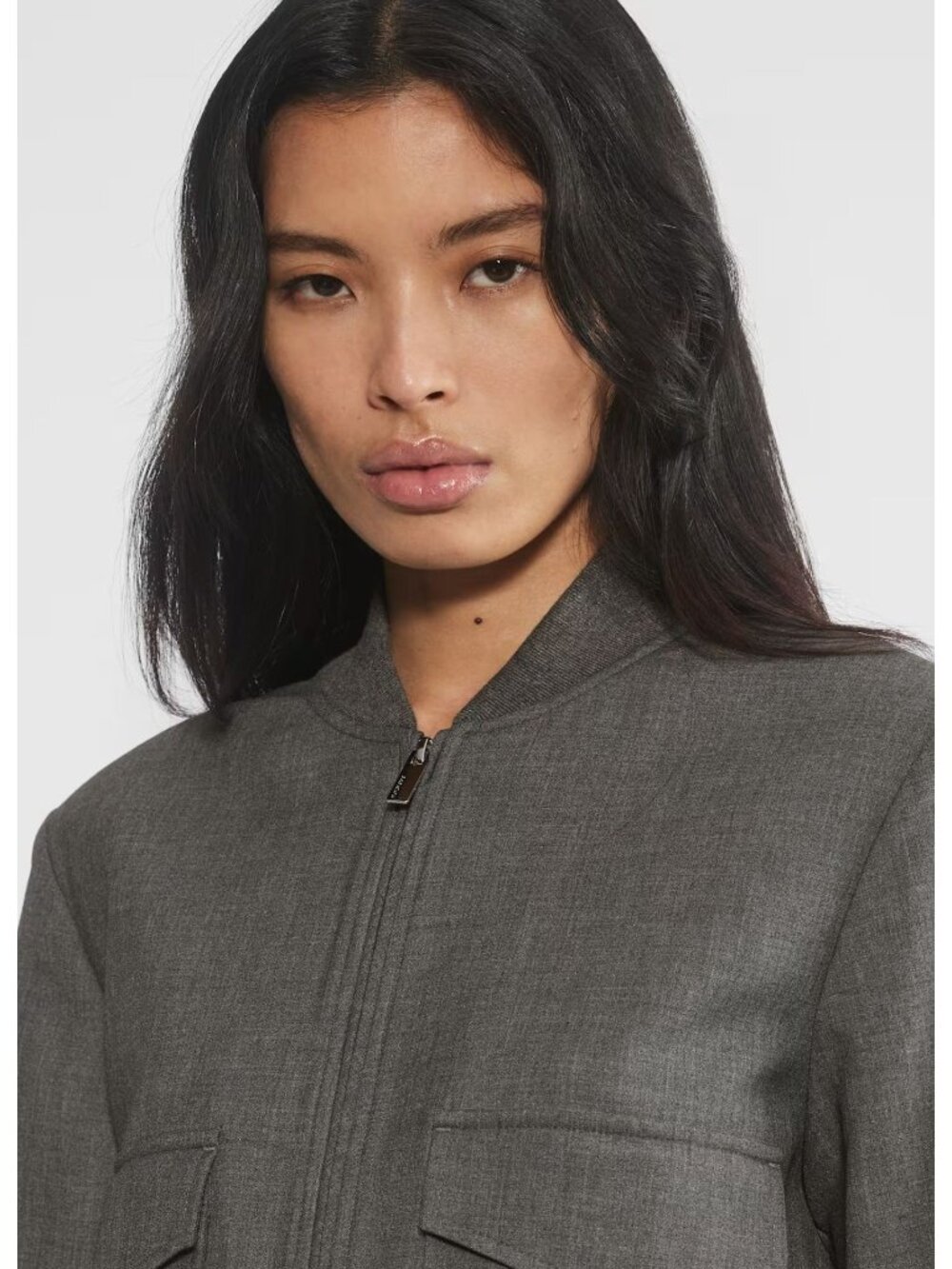Babaton Aritzia Succession Bomber Jacket Cropped Gray Structured Small - Picture 10 of 16